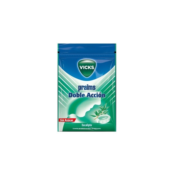 VICKS CARAMELOS PRAIMS DOBLE ACCION SIN AZUCAR 72 GRAMOS