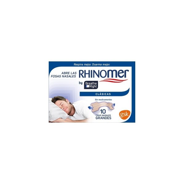 RHINOMER BY BREATHE RIGHT TIRA NASAL CLASICAS 10 UNIDADES