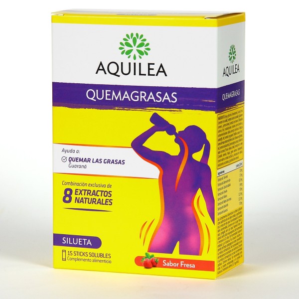 AQUILEA QUEMAGRASAS 15 STICKS SOLUBLES SABOR FRESA