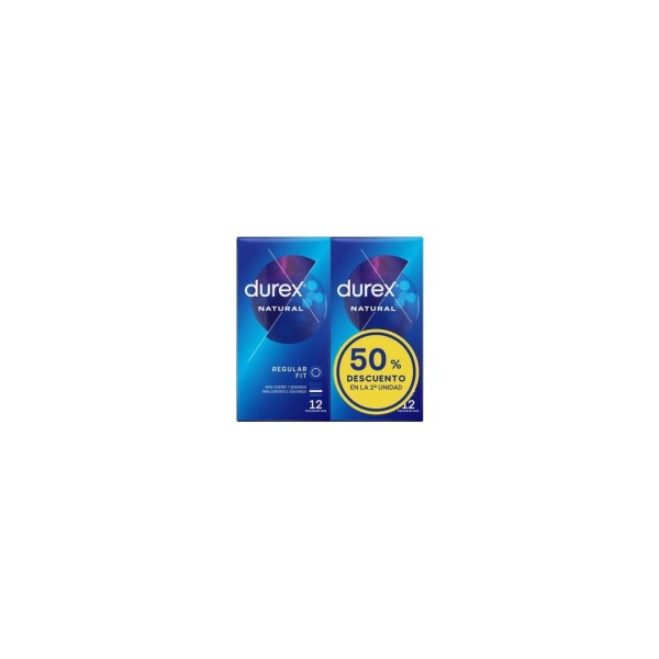 DUREX NATURAL REGULAR FIT 2 CAJAS DE 12 UNIDADES