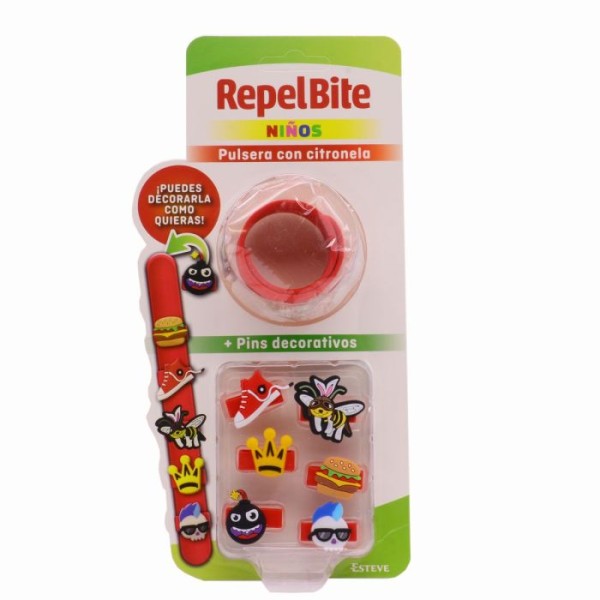 REPEL BITE NIÑOS PULSERA+PINS DECORATIVO