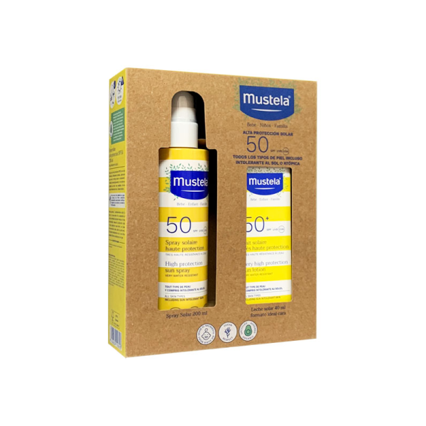 MUSTELA PACK SOLAR SPRAY SPF50 200 ML. + LECHE SPF50+ 40 ML