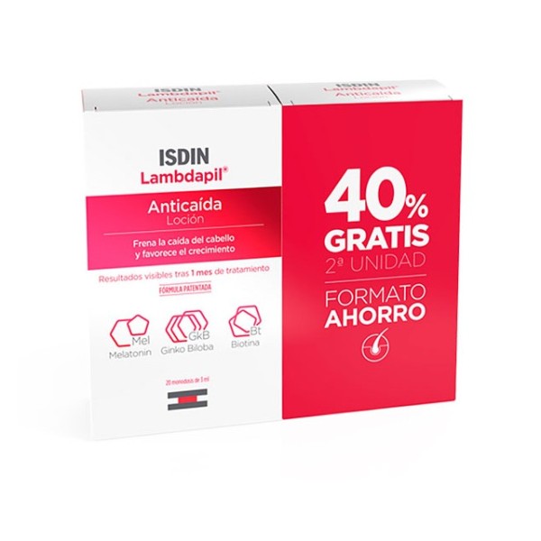 ISDIN LAMBDAPIL ANTICAÍDA LOCIÓN 20+20 AMPOLLAS PACK AHORRO