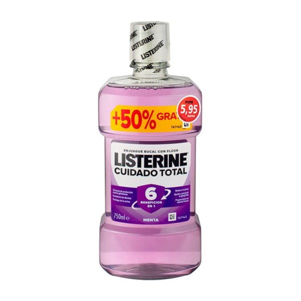 LISTERINE CUIDADO TOTAL CON FLUOR SABOR MENTA 750 ML