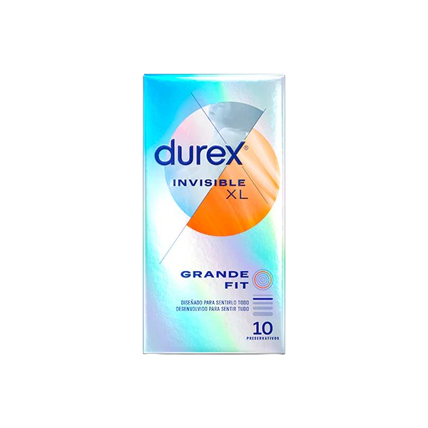DUREX INVISIBLE XL GRANDE FIT PRESERVATIVOS 10 UNIDADES