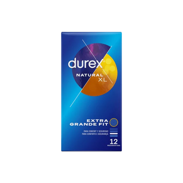 DUREX NATURAL XL EXTRA GRANDE FIT PRESERVATIVOS 12 UNIDADES
